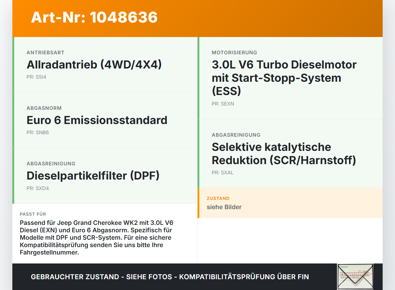 Jeep Grand Cherokee WK2 13-17 3,0d 184KW Hosenrohr Vorderrohr Abgasrohr Flexrohr Jeep Grand Cherokee WK2 13-17... Vorschau 3