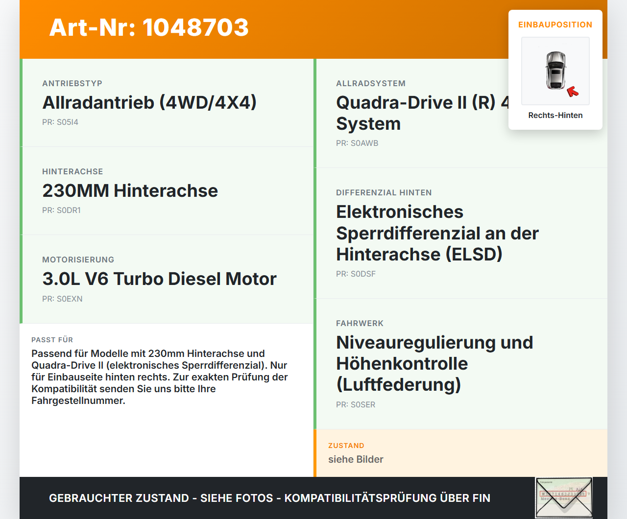 Jeep Grand Cherokee WK2 13-17  3,0d 184KW 4WD Antriebswelle Gelenkwelle Rechts Hinten Jeep Grand Cherokee WK2 13-17... Vorschau 3