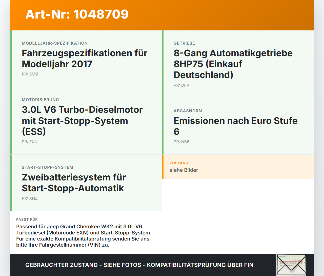 Jeep Grand Cherokee WK2 13-17 3,0d 184KW EXN Nockenwellensensor Impulsgeber Sensor Jeep Grand Cherokee WK2 13-17... Vorschau 3