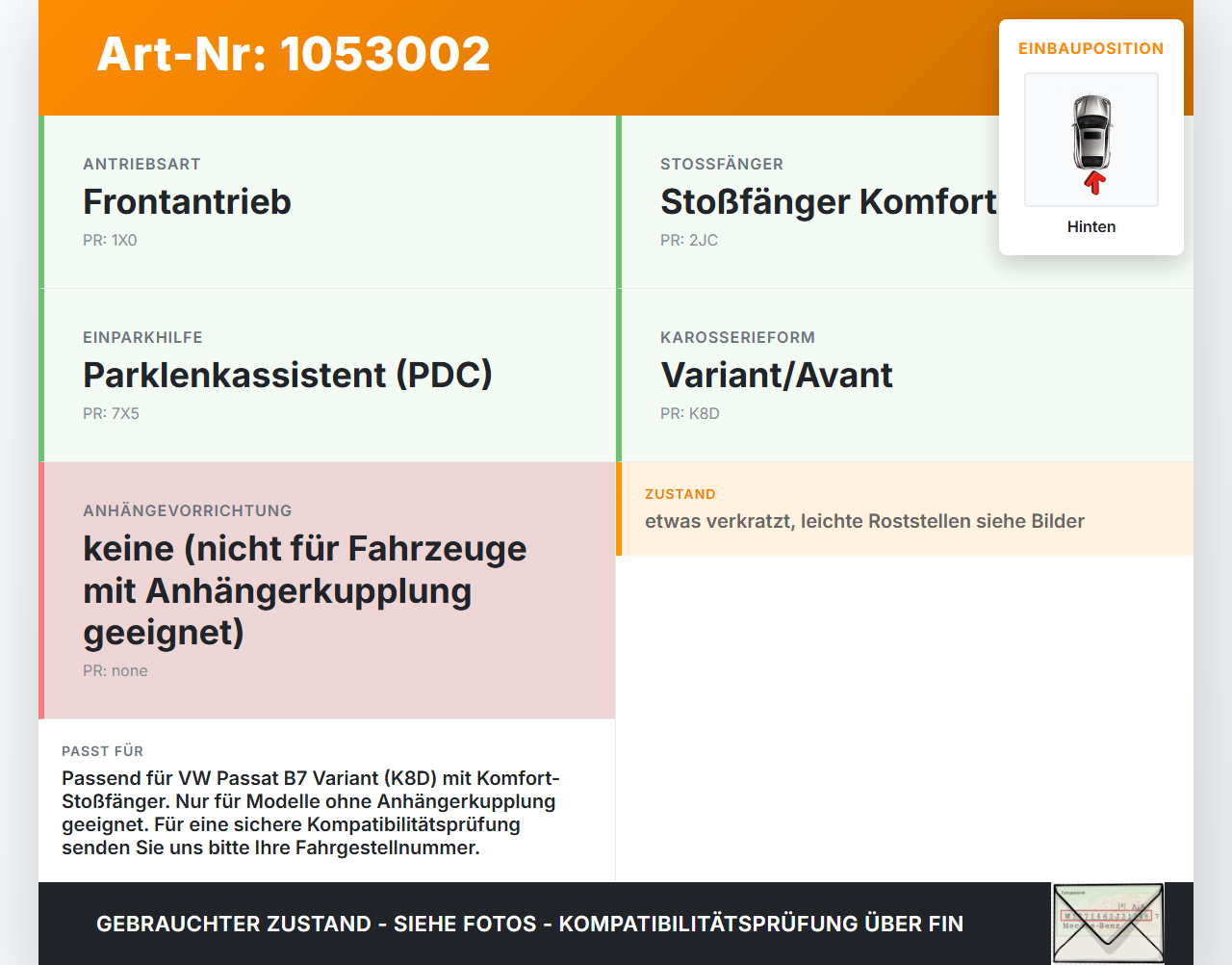 VW Passat 3C B7 10-14 Stoßstangenträger Stoßfängerträger Querträger Träger Hinten VW Passat 3C B7 10-14 21.03.2011... Vorschau 3