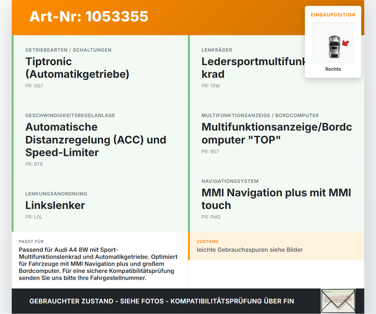 Audi A4 8W B9 15-19 Lenkradschalter Multifunktionstasten Schalter für Lenkrad Rechts Audi A4 8W B9 15-19 05.04.2016... Vorschau 3
