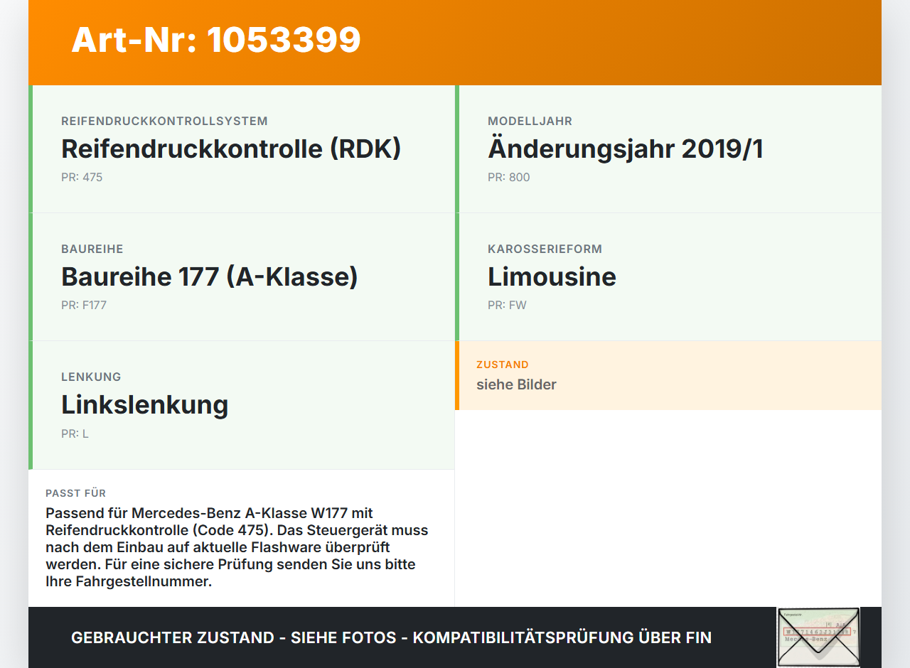 Mercedes W177 A200d 18-22 Steuergerät ECU Modul TPMS SG Reifendruckkontrolle Mercedes W177 A200d 18-22 12.07.2019... Vorschau 3
