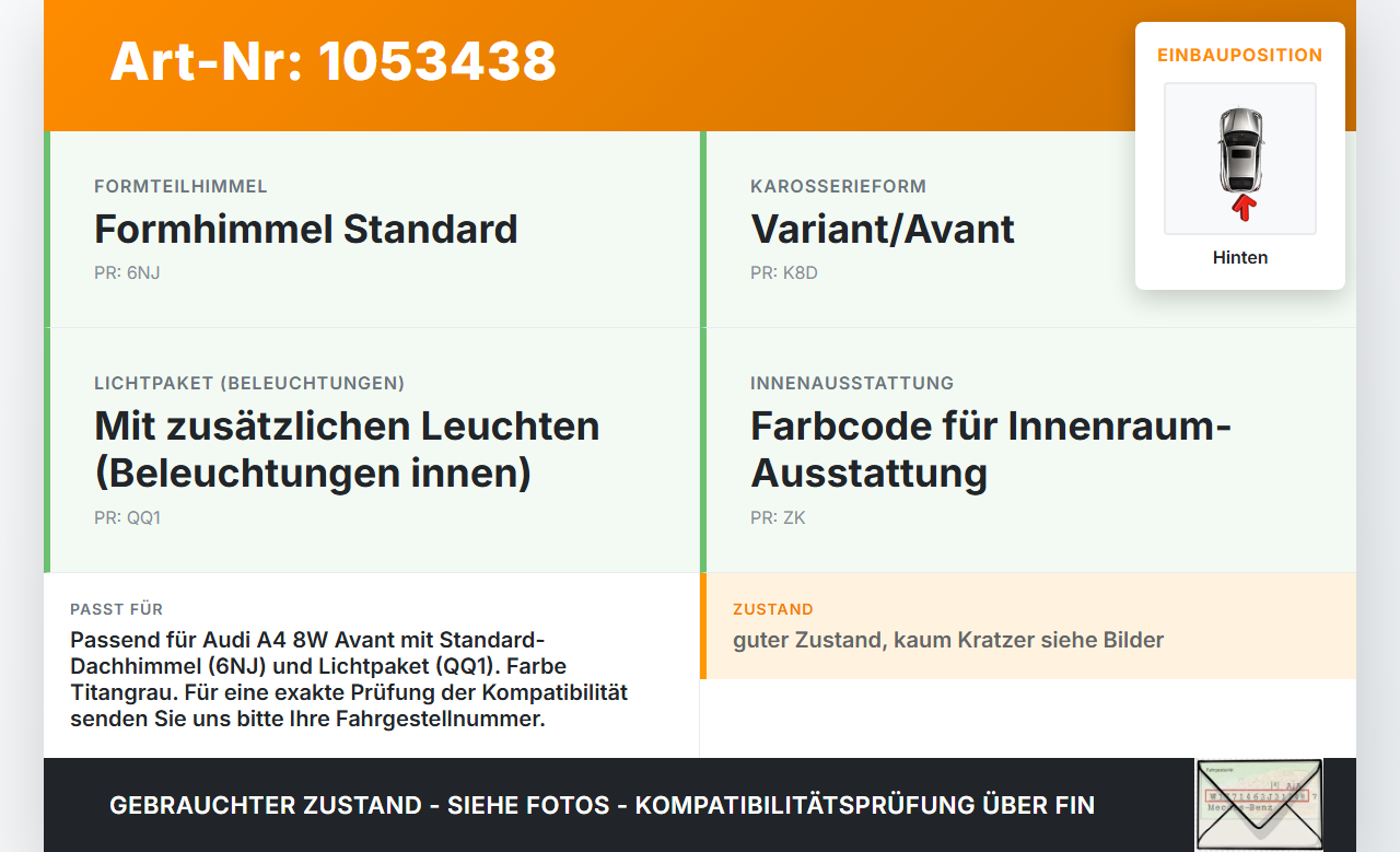 Audi A4 8W B9 15-19 Innenleuchte Innenraumleuchte Hinten Audi A4 8W B9 15-19 05.04.2016 4M0947111 8W0947111 gebraucht Vorschau 3