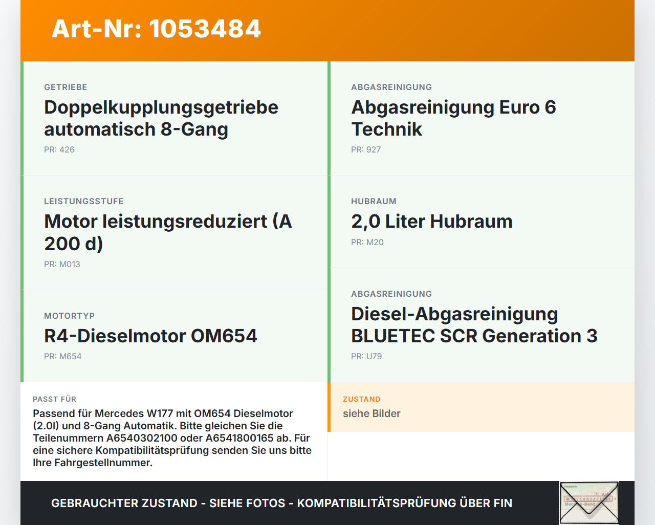 Mercedes W177 A200d 18-22 2,0d 110KW Ölkühler Mercedes W177 A200d 18-22 12.07.2019 A6540302100 A6541800165... Vorschau 3
