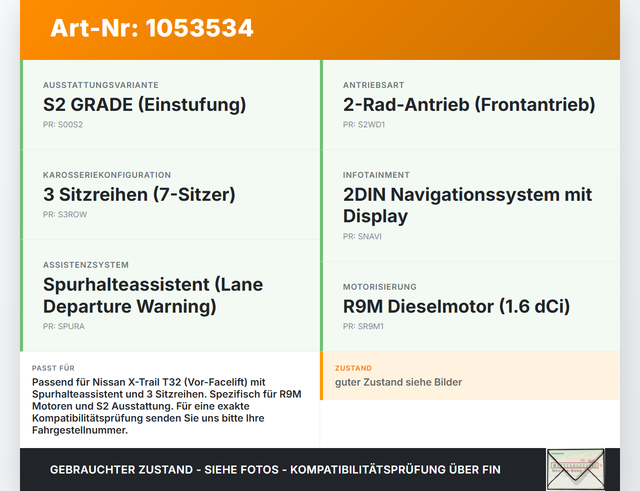 Nissan X-Trail T32 14-17 dCi 1,6 96KW Kamera Frontkamera Sensor Spurassistent Nissan X-Trail T32 14-17 09.03.2015... Vorschau 3