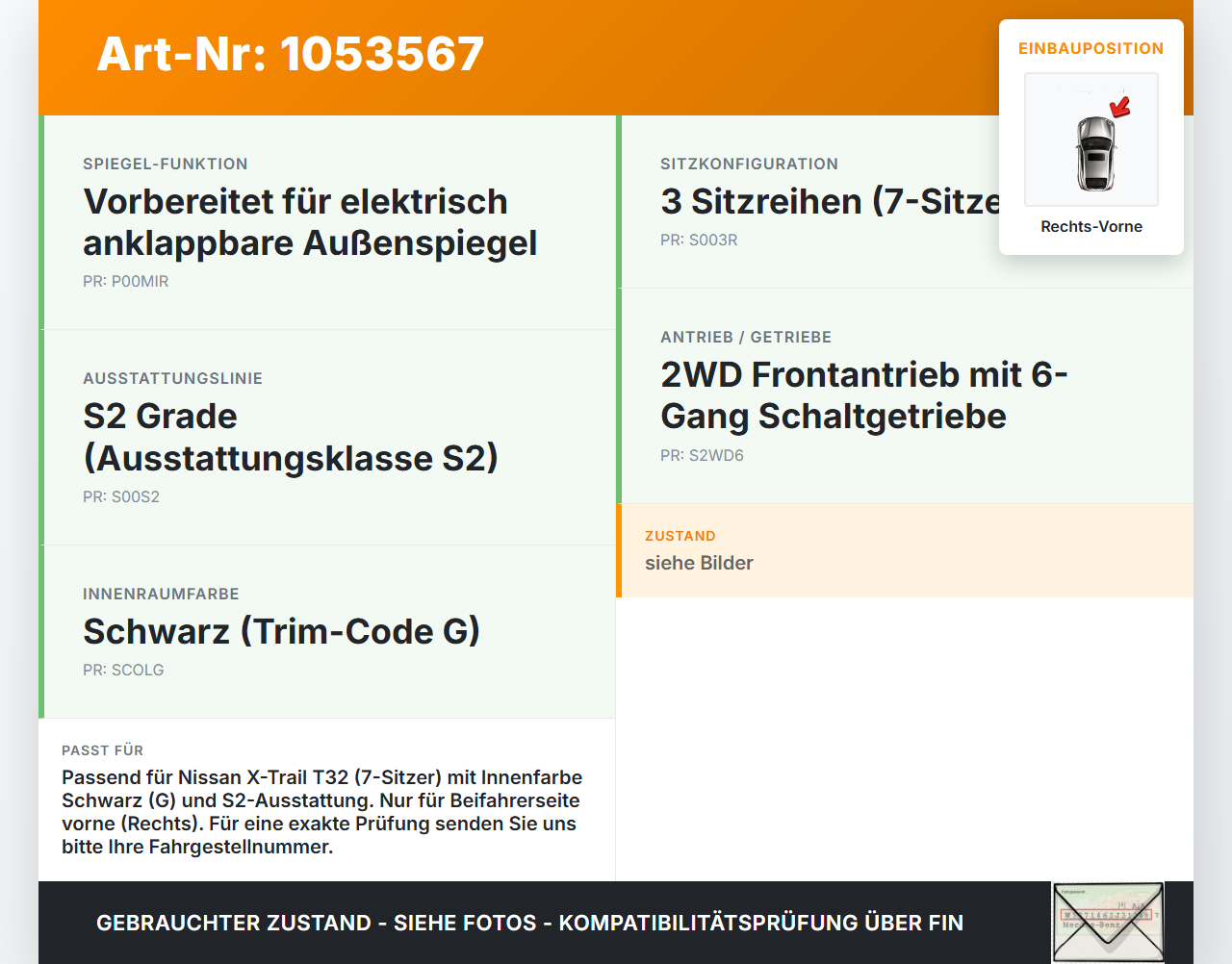 Nissan X-Trail T32 14-17 Türverkleidung Türpappe Rechts Vorne Nissan X-Trail T32 14-17 09.03.2015 809004CE1B gebraucht Vorschau 3