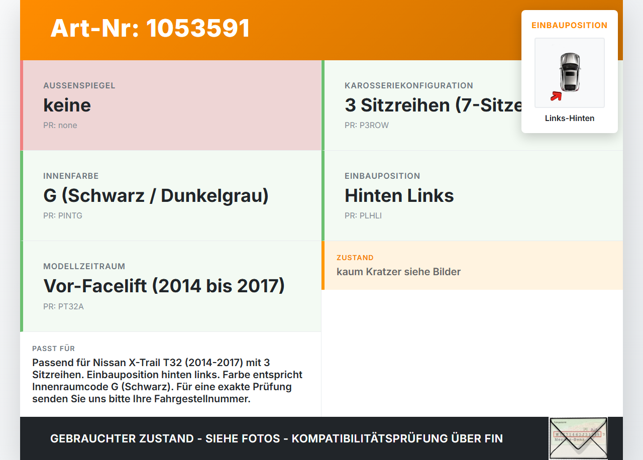 Nissan X-Trail T32 14-17 Blende Fensterheberschalter Links Hinten Nissan X-Trail T32 14-17 09.03.2015 829614CE0A... Vorschau 3