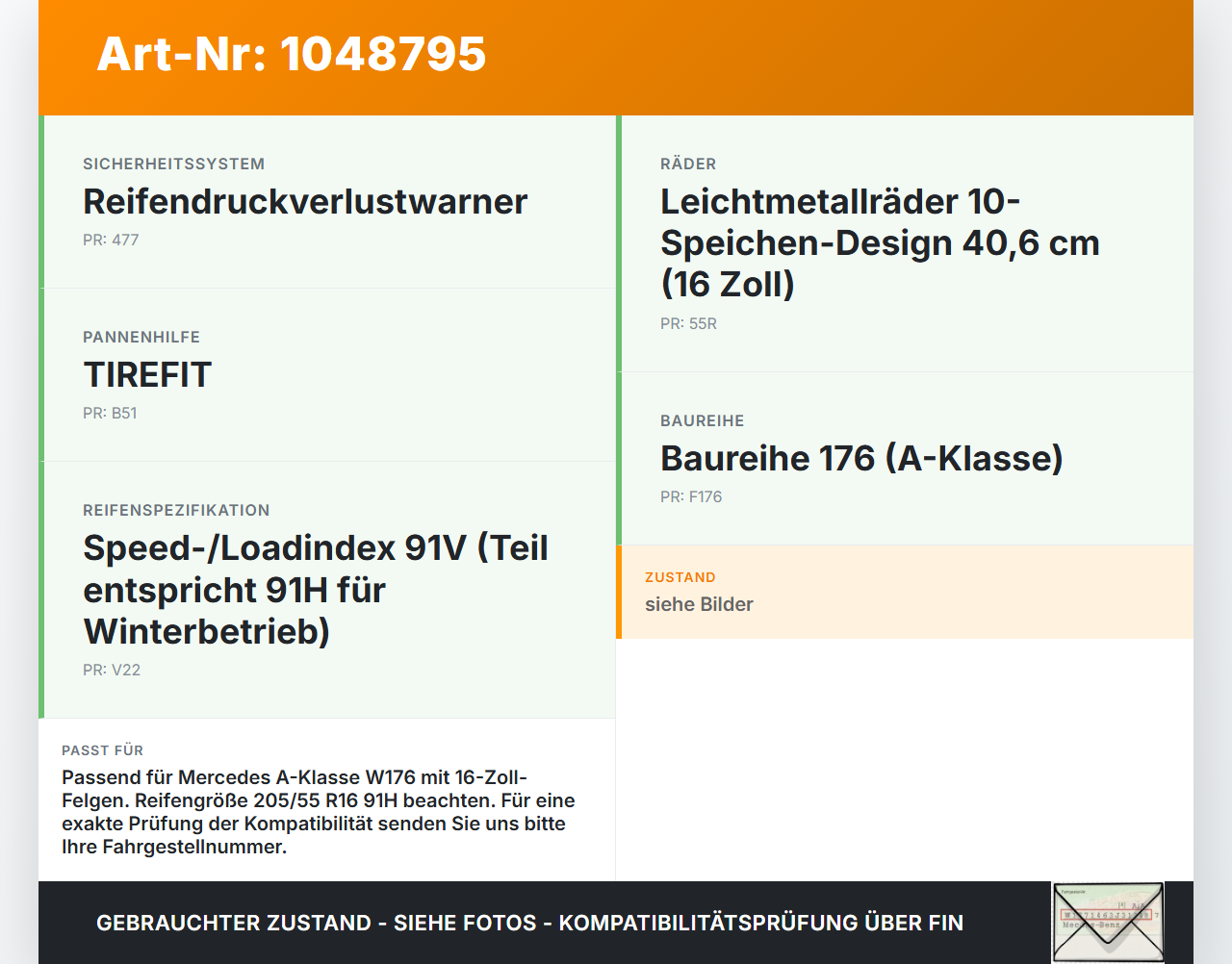 Mercedes W176 A200 12-15 2 x Reifen Winterreifen Bridgestone 205/55R16 91 H Mercedes W176 A200 12-15 05.11.2012... Vorschau 3