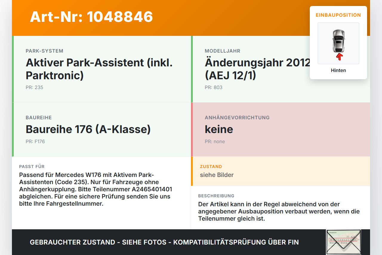 Mercedes W176 A200 12-15 PDC Kabelbaum Leitungssatz Hinten Mercedes W176 A200 12-15 05.11.2012 A2465401905... Vorschau 3