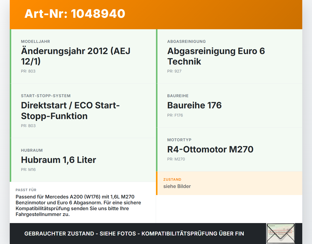 Mercedes W176 A200 12-15 1,6 115KW Railsensor Drucksensor Kraftstoffdruck Mercedes W176 A200 12-15 05.11.2012... Vorschau 3