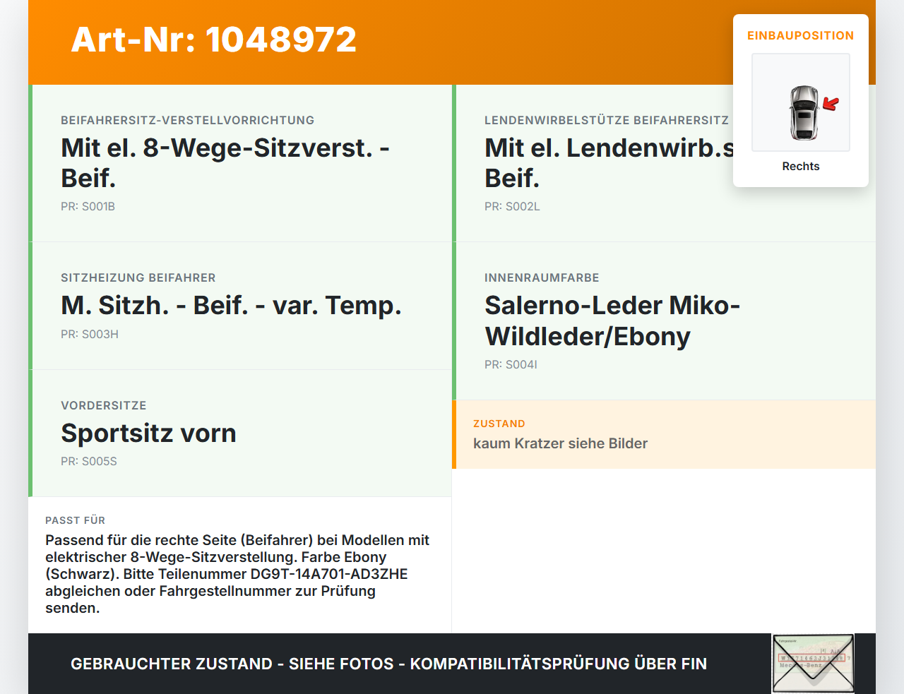 Ford S-Max II CK 15-19 Schalter Rechts für Sitzverstellung Ford S-Max II CK 15-19 19.12.2015 DG9T-14A701-AD3ZHE... Vorschau 3