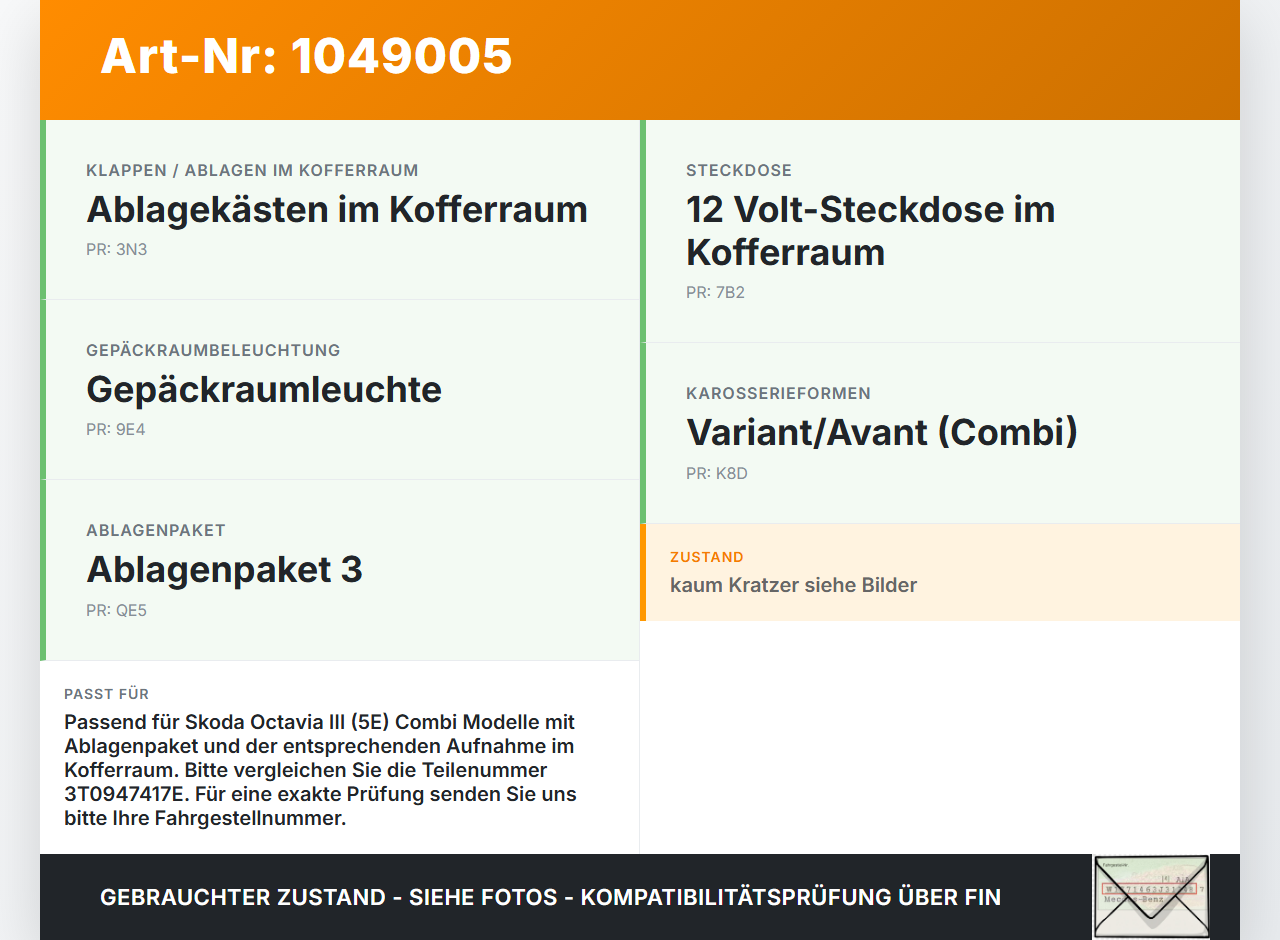 Skoda Octavia III 5E 12-17 TDI 2,0 110KW OnBoard Taschenlampe Skoda Octavia III 5E 12-17 04.12.2018 3T0947417E... Vorschau 3