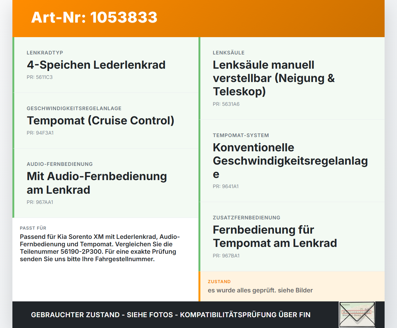 Kia Sorento XM 09-12 Kabelbaum Innen für Lenkrad Kia Sorento XM 09-12 19.05.2010 561902P300 56190-2P300 gebraucht Vorschau 3