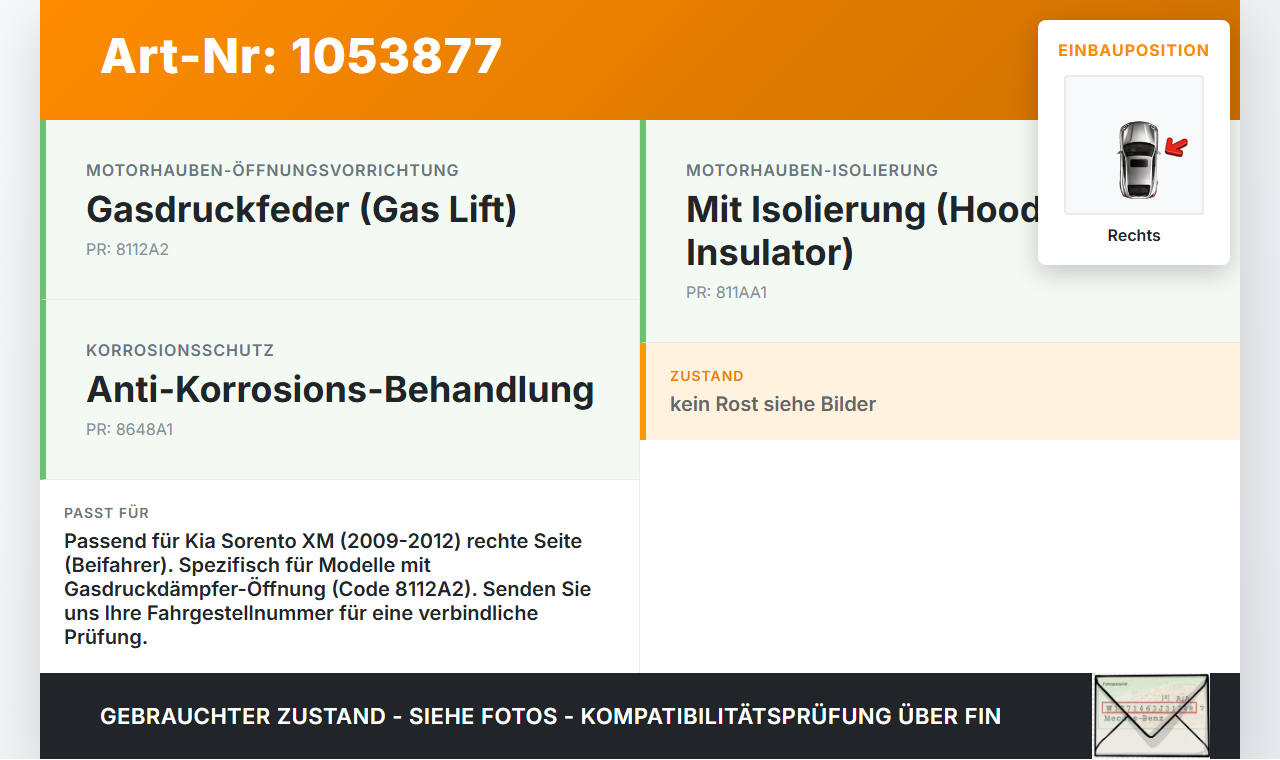 Kia Sorento XM 09-12 Scharnier für Motorhaube Motorhaubenscharnier Rechts Kia Sorento XM 09-12 19.05.2010... Vorschau 3