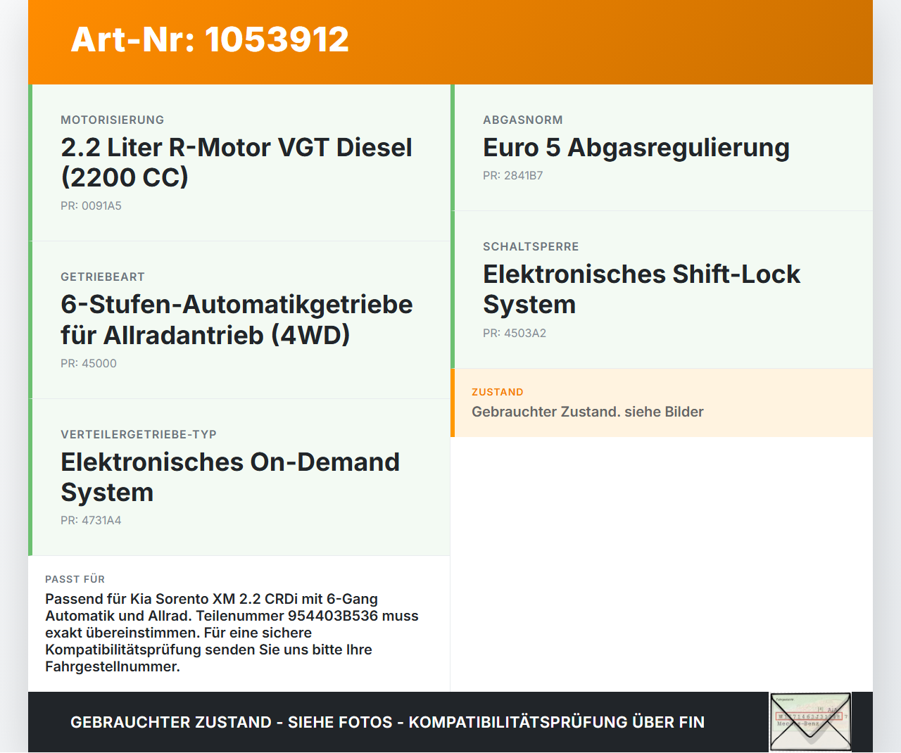 Kia Sorento XM 09-12 CRDi 2,2 145KW Steuergerät für Getriebe Kia Sorento XM 09-12 19.05.2010 954403B536 95440-3B536... Vorschau 3