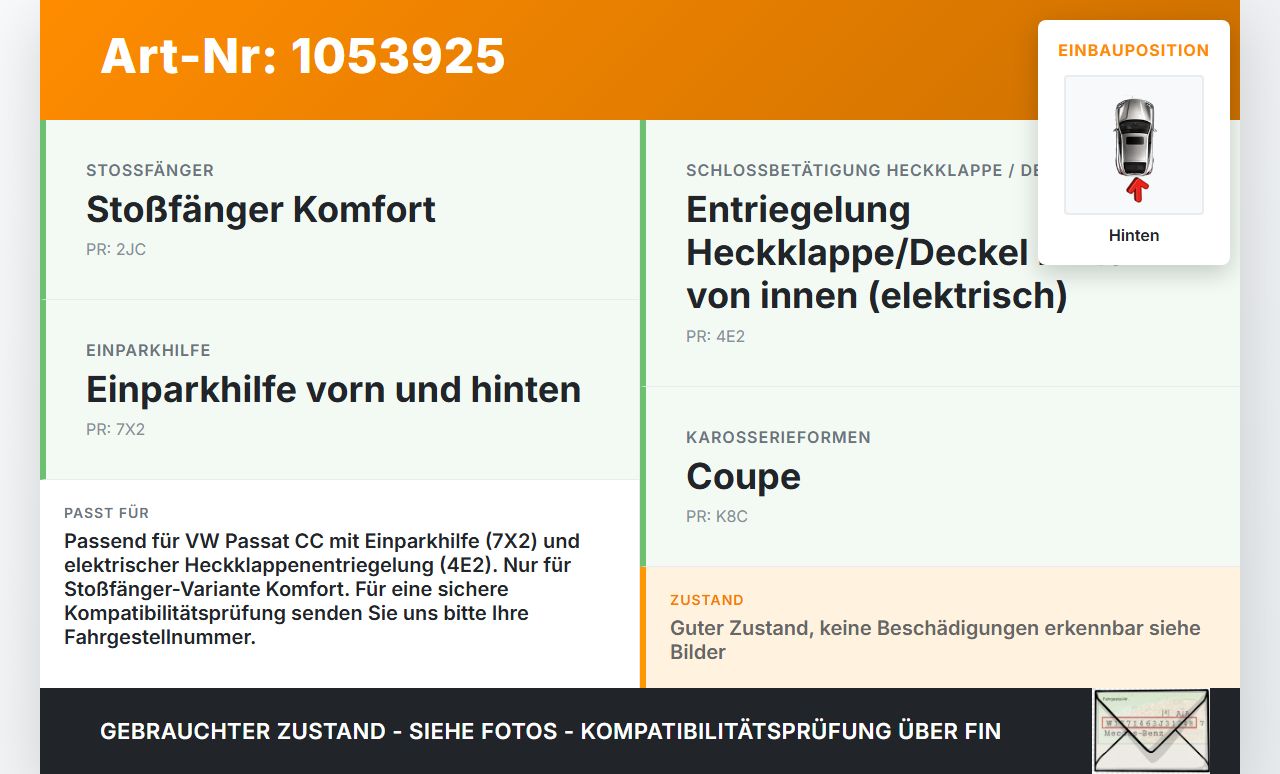 VW Passat CC 358 12-16 Coupe Kabelbaum Einparkhilfe PDCs für Stoßstange Hinten VW Passat CC 358 12-16 10.04.2013... Vorschau 3