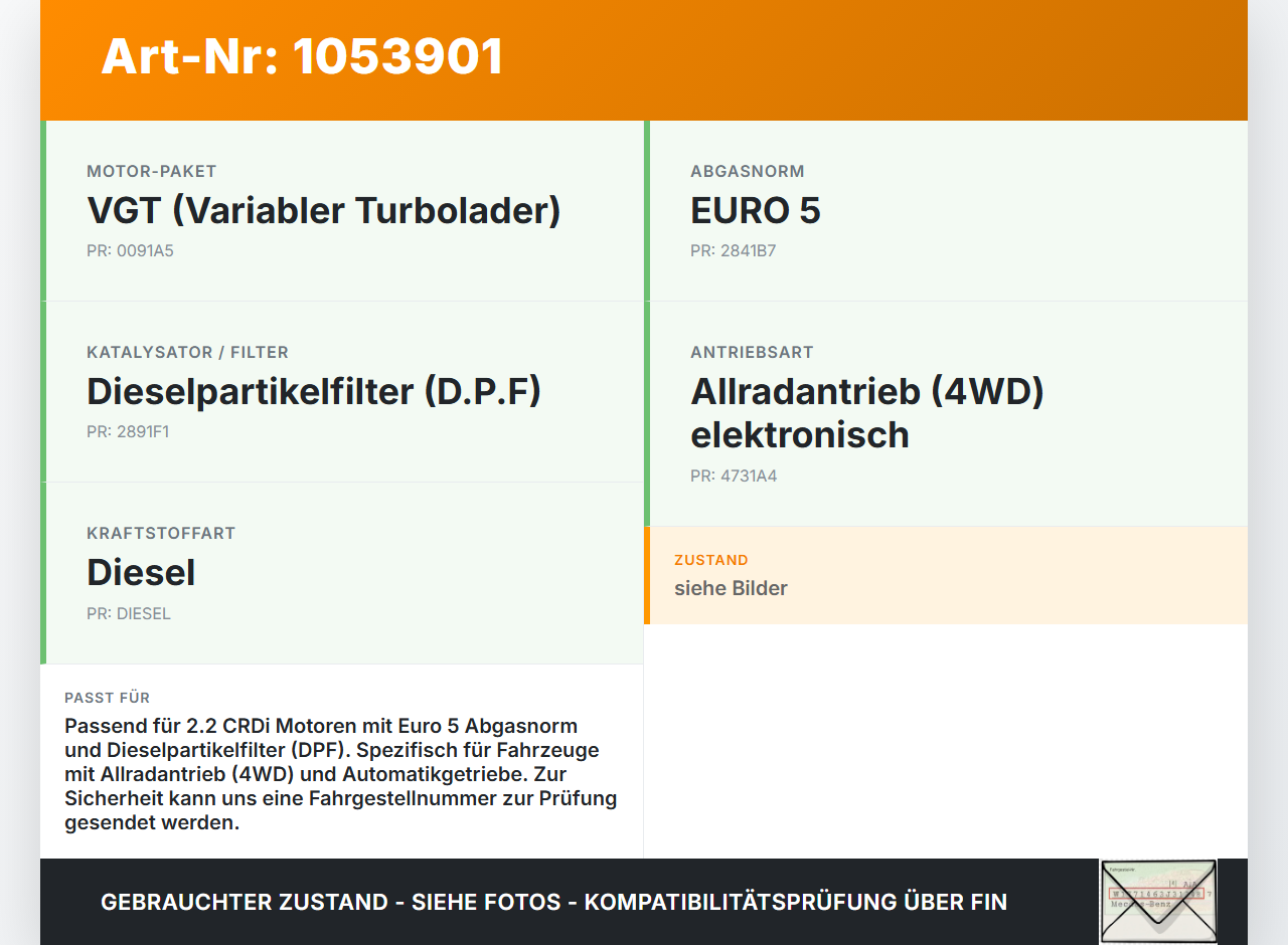 Kia Sorento XM 09-12 CRDi 2,2 145KW Vorderrohr Abgasrohr Flexrohr Kia Sorento XM 09-12 19.05.2010 286102P550 gebraucht Vorschau 3