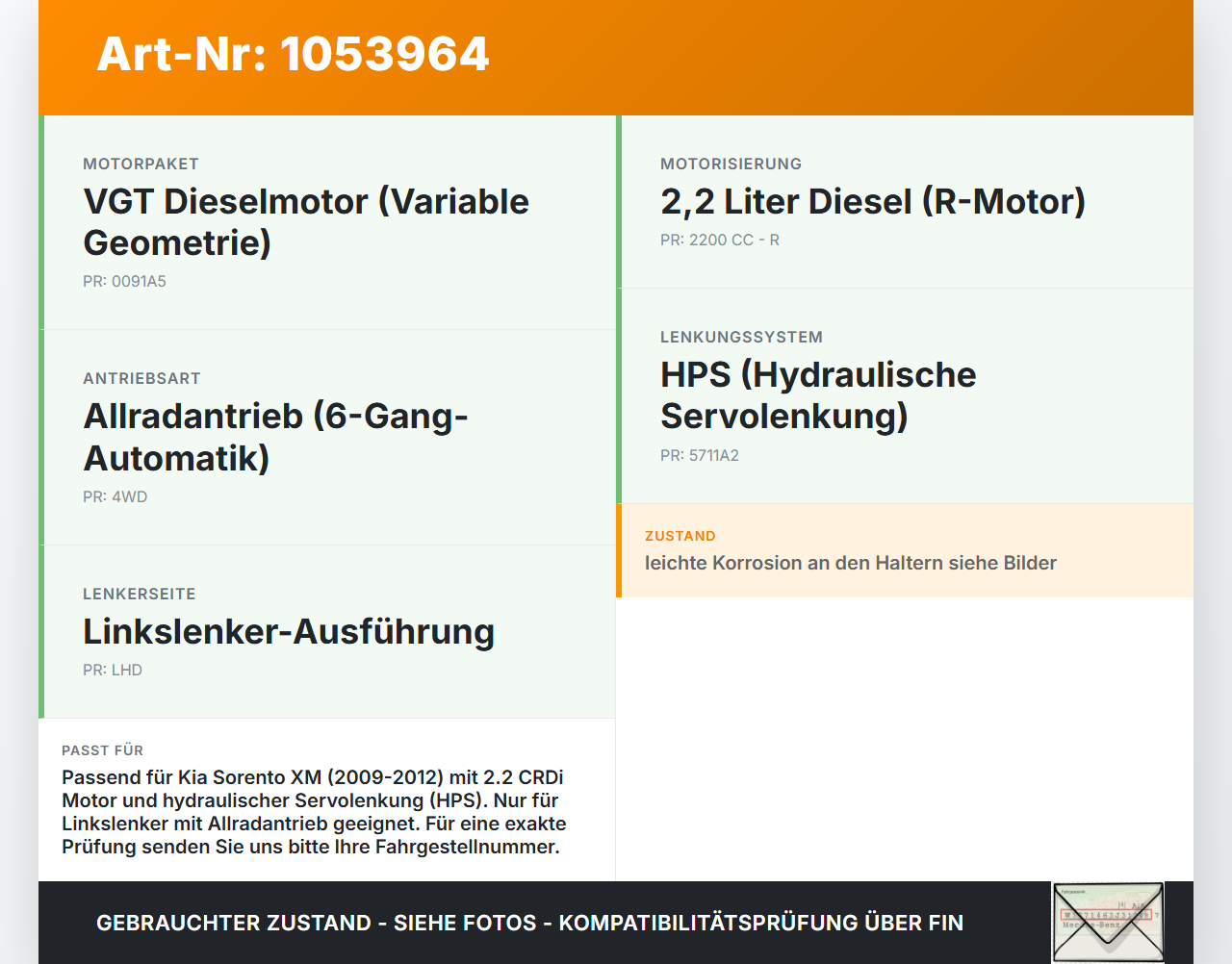 Kia Sorento XM 09-12 CRDi 2,2 145KW Servo Kühler Servoleitung Servokühler Kia Sorento XM 09-12 19.05.2010... Vorschau 3