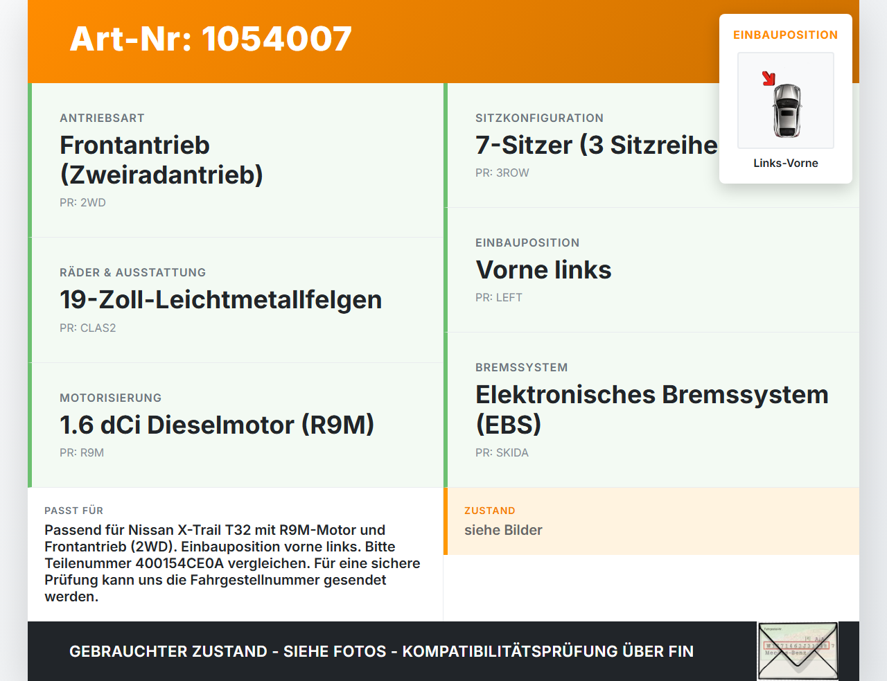 Nissan X-Trail T32 14-17 dCi 1,6 96KW Achsschenkel Radnabe Links Vorne Nissan X-Trail T32 14-17 09.03.2015... Vorschau 3