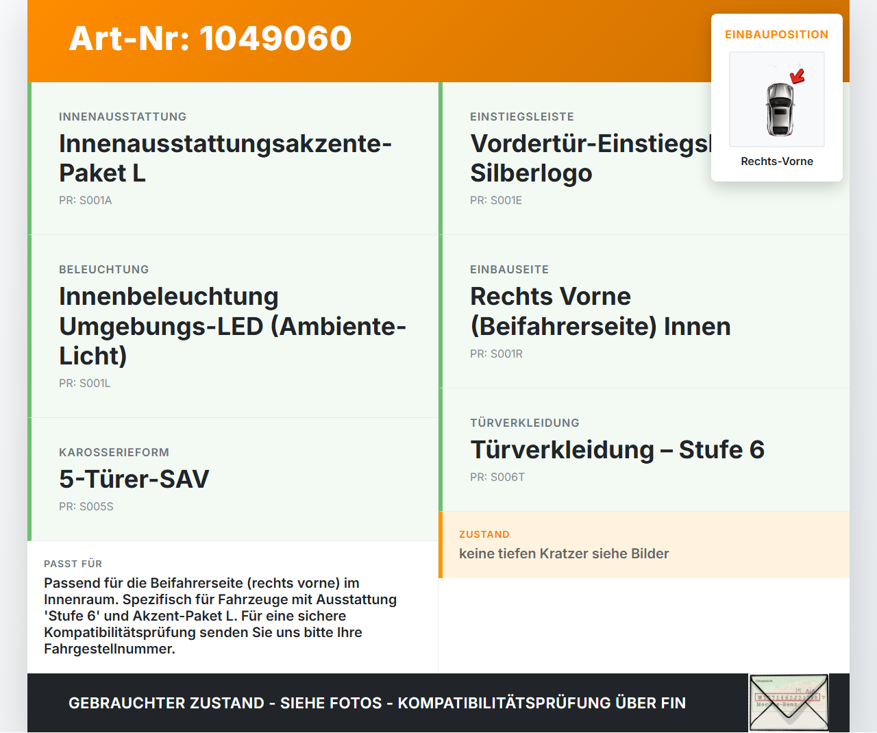 Ford S-Max II CK 15-19 Türleiste Rechts Vorne Innen KF Ford S-Max II CK 15-19 19.12.2015 gebraucht Vorschau 3