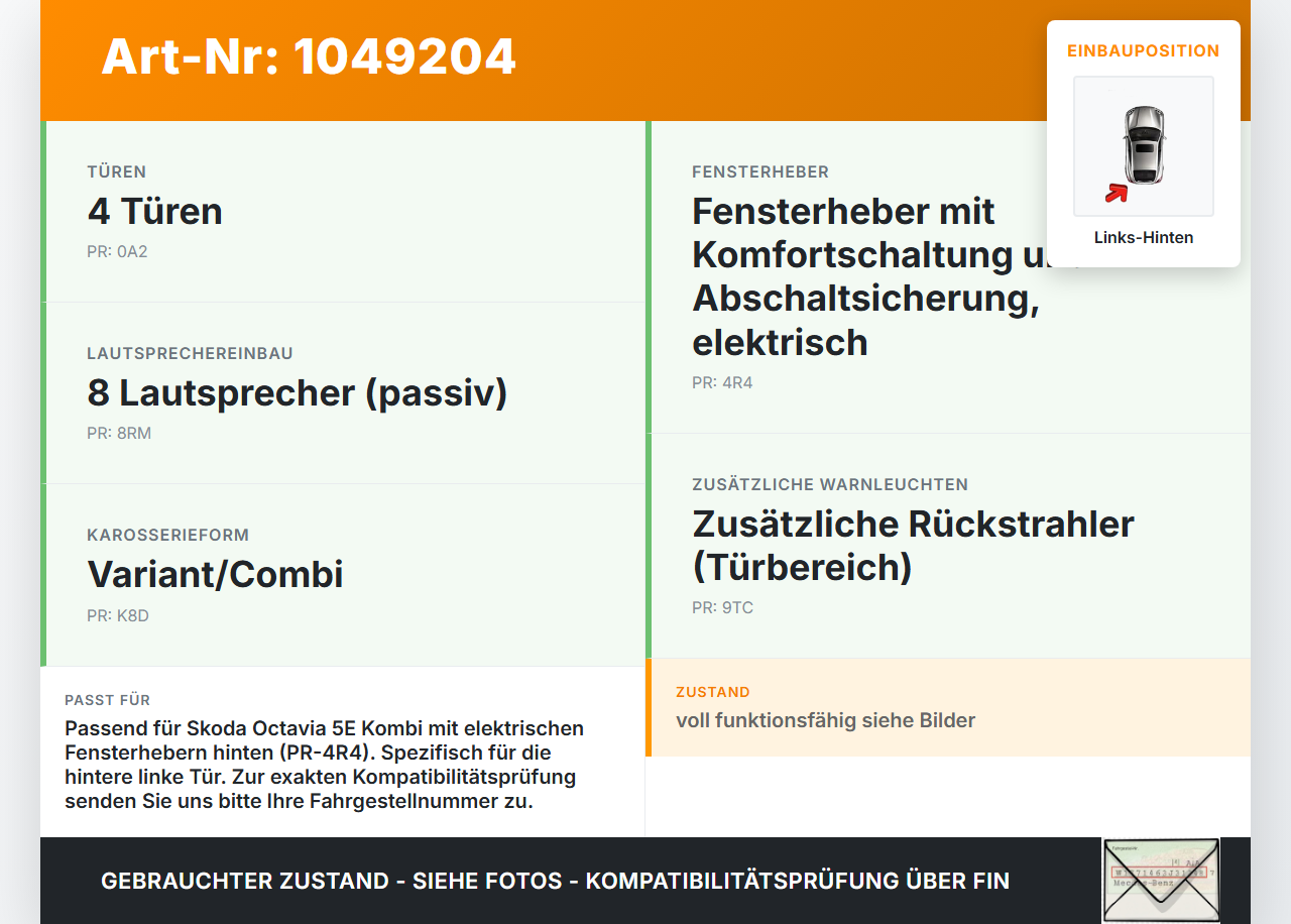 Skoda Octavia III 5E 12-17 Kombi Kabelbaum für Tür und Fensterheber Links Hinten Skoda Octavia III 5E 12-17... Vorschau 3