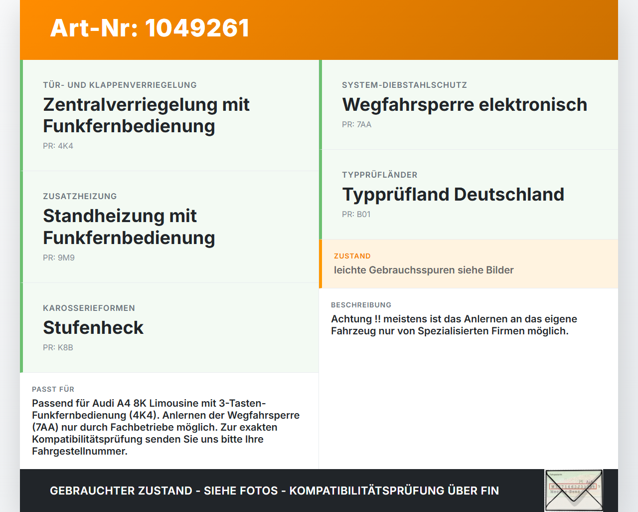 Audi A4 8K 07-11 Lim Funkschlüssel Fernbedienung Schlüssel 3 Tasten Audi A4 8K 07-11 08.06.2009 8T0959754D gebraucht Vorschau 3