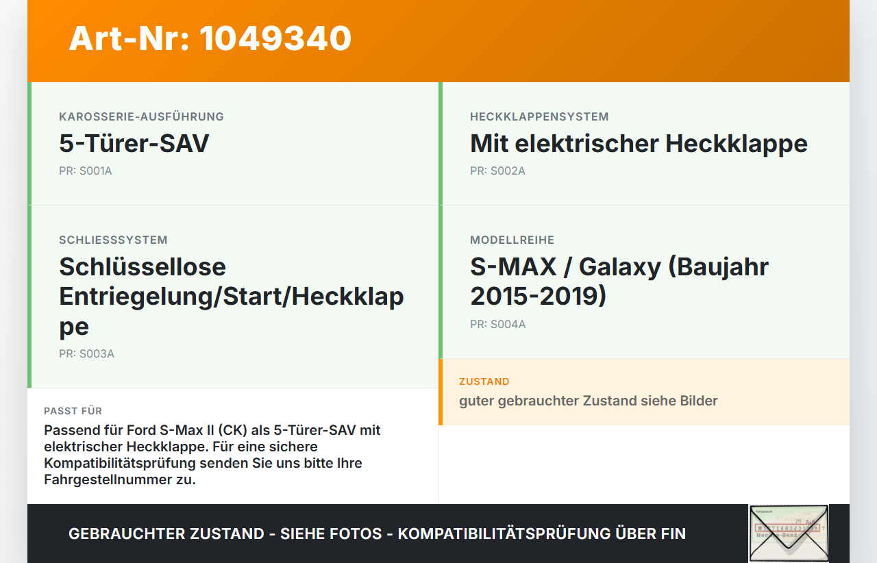 Ford S-Max II CK 15-19 Dichtung Rahmen für Heckklappe Kofferraum Ford S-Max II CK 15-19 19.12.2015 gebraucht Vorschau 3