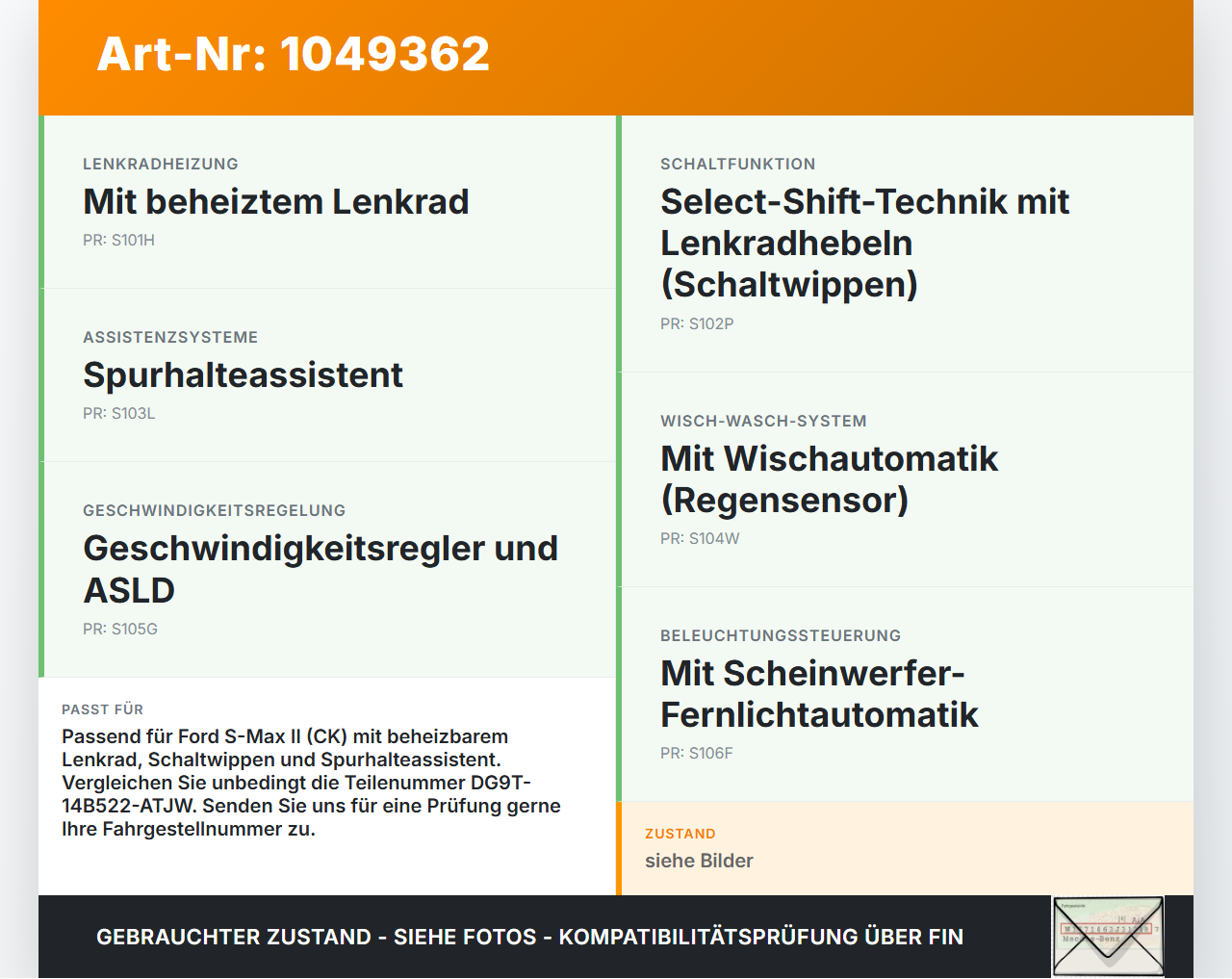 Ford S-Max II CK 15-19 Schaltzentrum für Lenkrad Ford S-Max II CK 15-19 19.12.2015 DG9T-14B522-ATJW gebraucht Vorschau 3