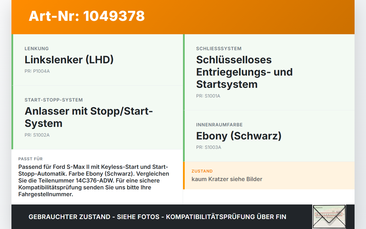 Ford S-Max II CK 15-19 Schalter Engine Start Stop Ford S-Max II CK 15-19 19.12.2015 DG9T-14C376-ADW gebraucht Vorschau 3