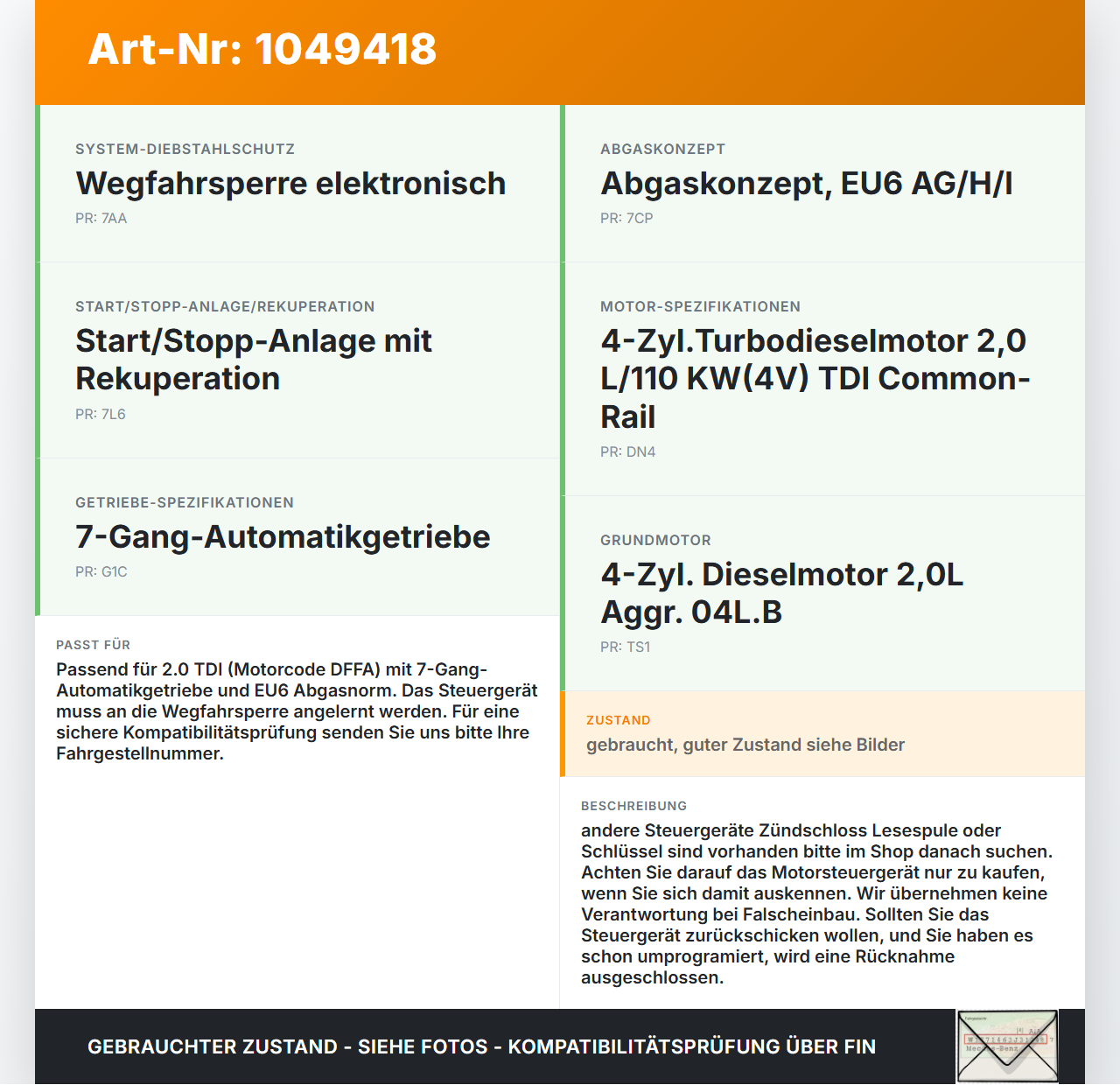 Skoda Octavia III 5E 12-17 TDI 2,0 110KW Steuergerät ECU für Motor Motorsteuergerät Skoda Octavia III 5E 12-17... Vorschau 3