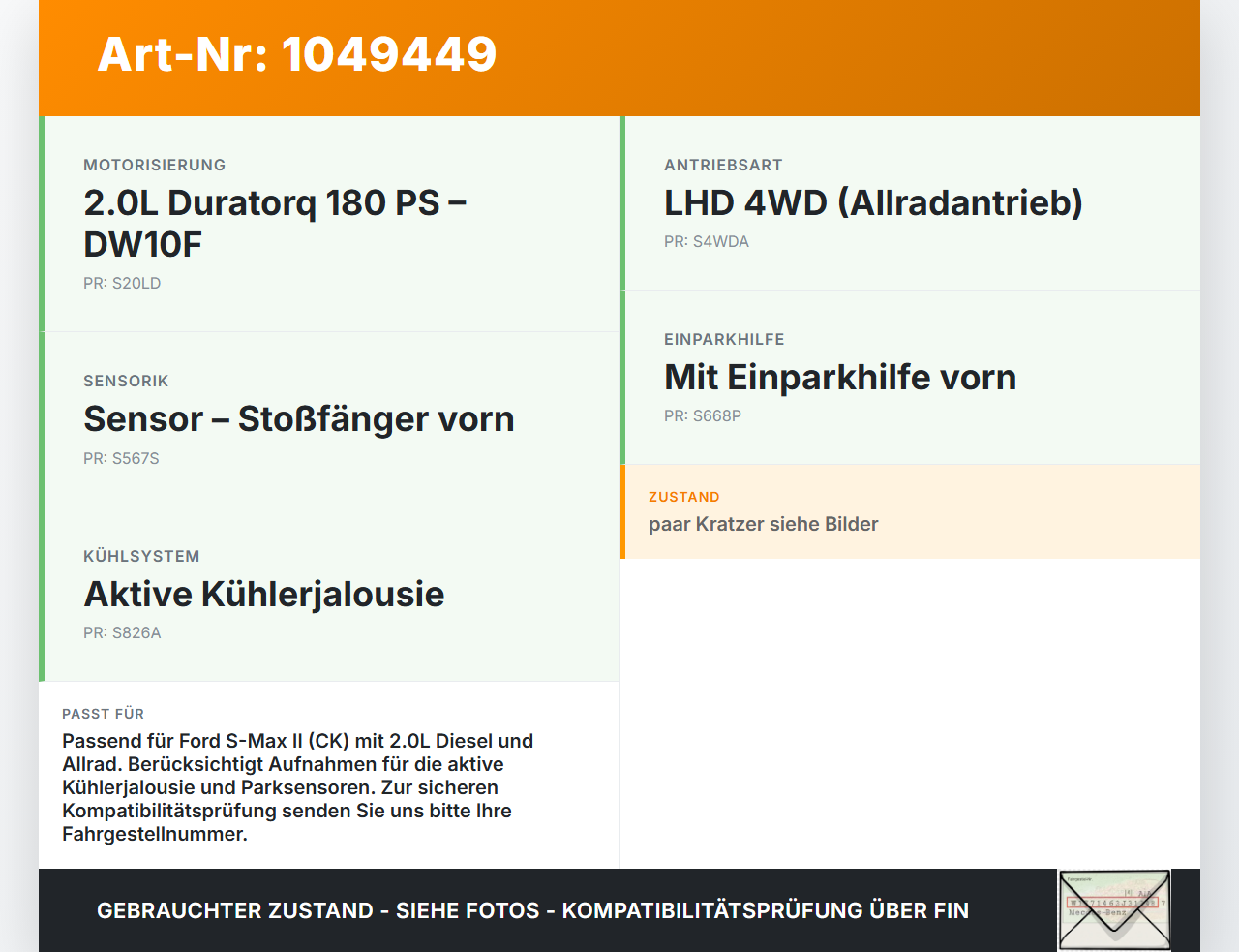 Ford S-Max II CK 15-19 Querträger Träger Kühlerträger Ford S-Max II CK 15-19 19.12.2015 EM2B-8A297-A gebraucht Vorschau 3