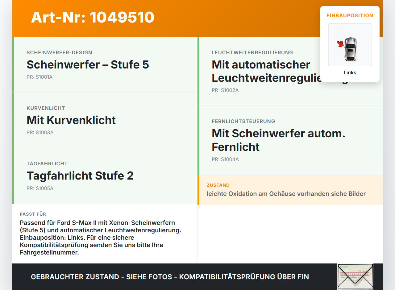 Ford S-Max II CK 15-19 Xenon Vorschaltgerät Steuergerät Links Ford S-Max II CK 15-19 19.12.2015 L90005488 L90049276... Vorschau 3