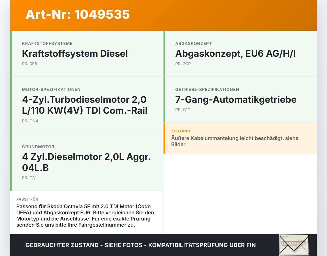 Skoda Octavia III 5E 12-17 TDI 2,0 110KW Sensor Abgastemperatursensor Abgassonde Skoda Octavia III 5E 12-17... Vorschau 3