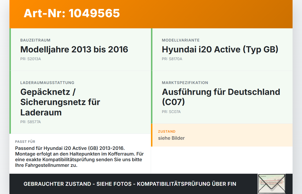 Hyundai I20 Active GB 13-16 Netz Sicherungsnetz Laderaumnetz Hyundai I20 Active GB 13-16 13.06.2016 gebraucht Vorschau 3