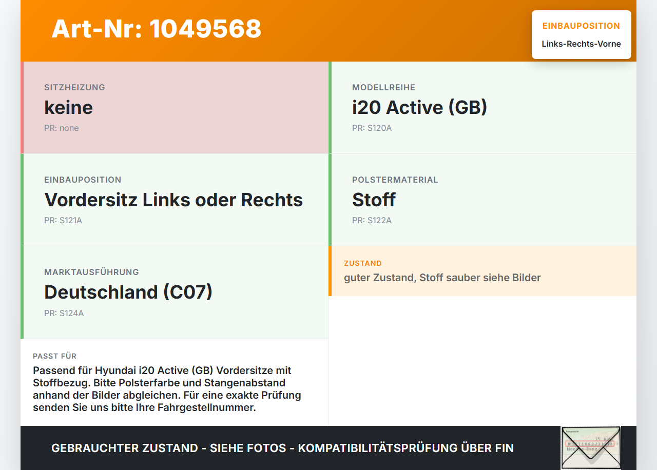Hyundai I20 Active GB 13-16 Kopfstütze für Fahrer Sitz Rechts oder Links Vorne Hyundai I20 Active GB 13-16... Vorschau 3