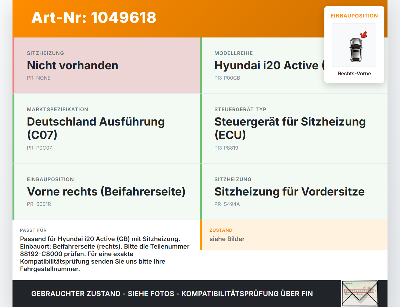 Hyundai I20 Active GB 13-16 Steuergerät SG ECU für Sitzheizung Rechts Vorne Hyundai I20 Active GB 13-16 13.06.2016... Vorschau 3