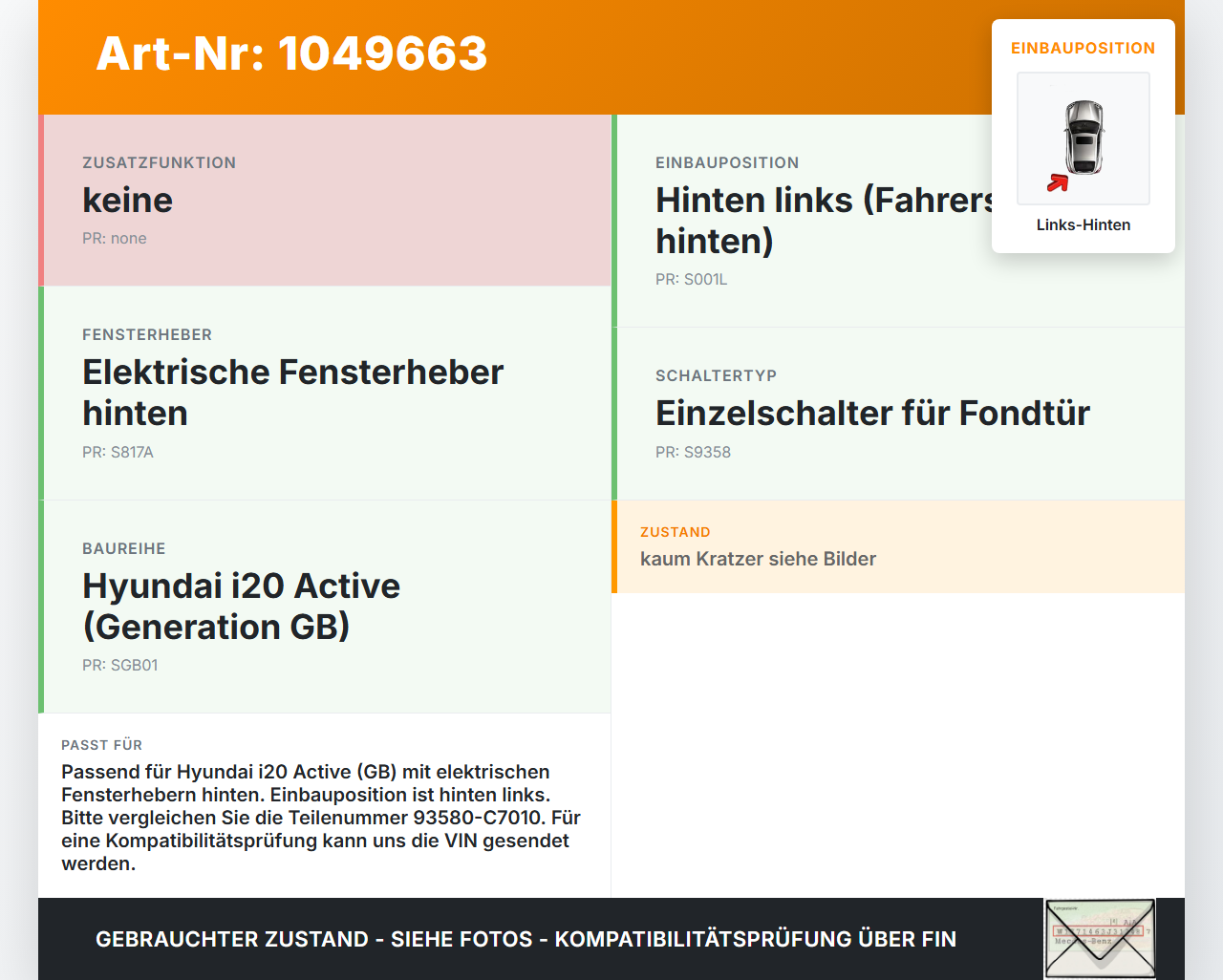 Hyundai I20 Active GB 13-16 Fensterheberschalter Schalter Links Hinten Hyundai I20 Active GB 13-16 13.06.2016... Vorschau 3