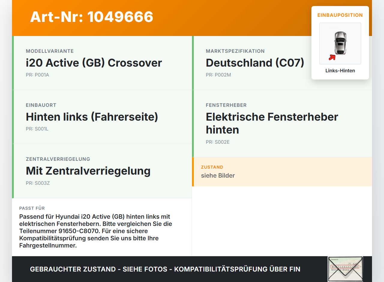 Hyundai I20 Active GB 13-16 Kabelbaum für Tür und Fensterheber Links Hinten Hyundai I20 Active GB 13-16 13.06.2016... Vorschau 3
