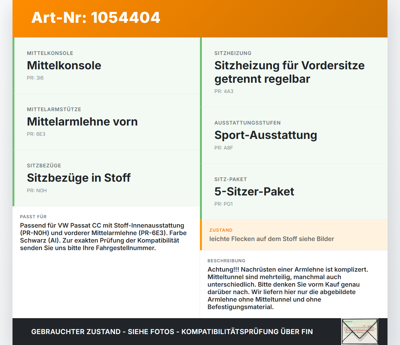 VW Passat CC 358 12-16 Armlehne Mittelarmlehne Auflage Stoff Schwarz VW Passat CC 358 12-16 10.04.2013 3C0864211B... Vorschau 3