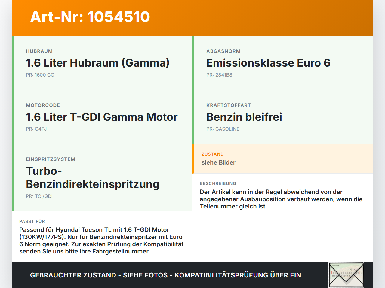 Hyundai Tucson TL 15-18 1,6 130KW Injektor Einspritzdüse Rail Zyl.4 Hyundai Tucson TL 15-18 30.03.2017 353102B160... Vorschau 3