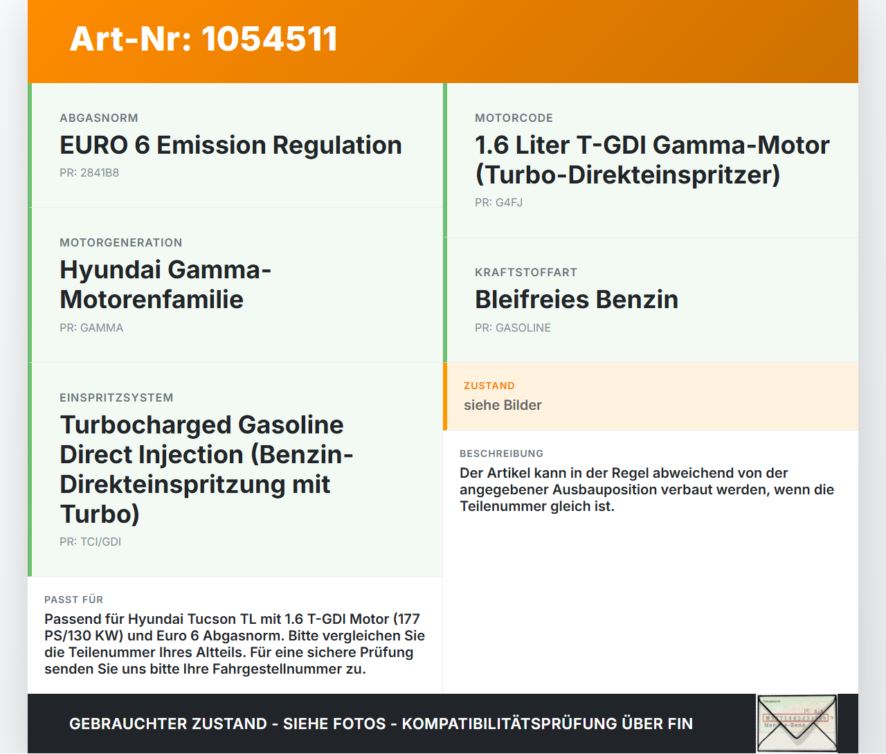 Hyundai Tucson TL 15-18 1,6 130KW Injektor Einspritzdüse Rail Zyl.2 Hyundai Tucson TL 15-18 30.03.2017 353102B160... Vorschau 3