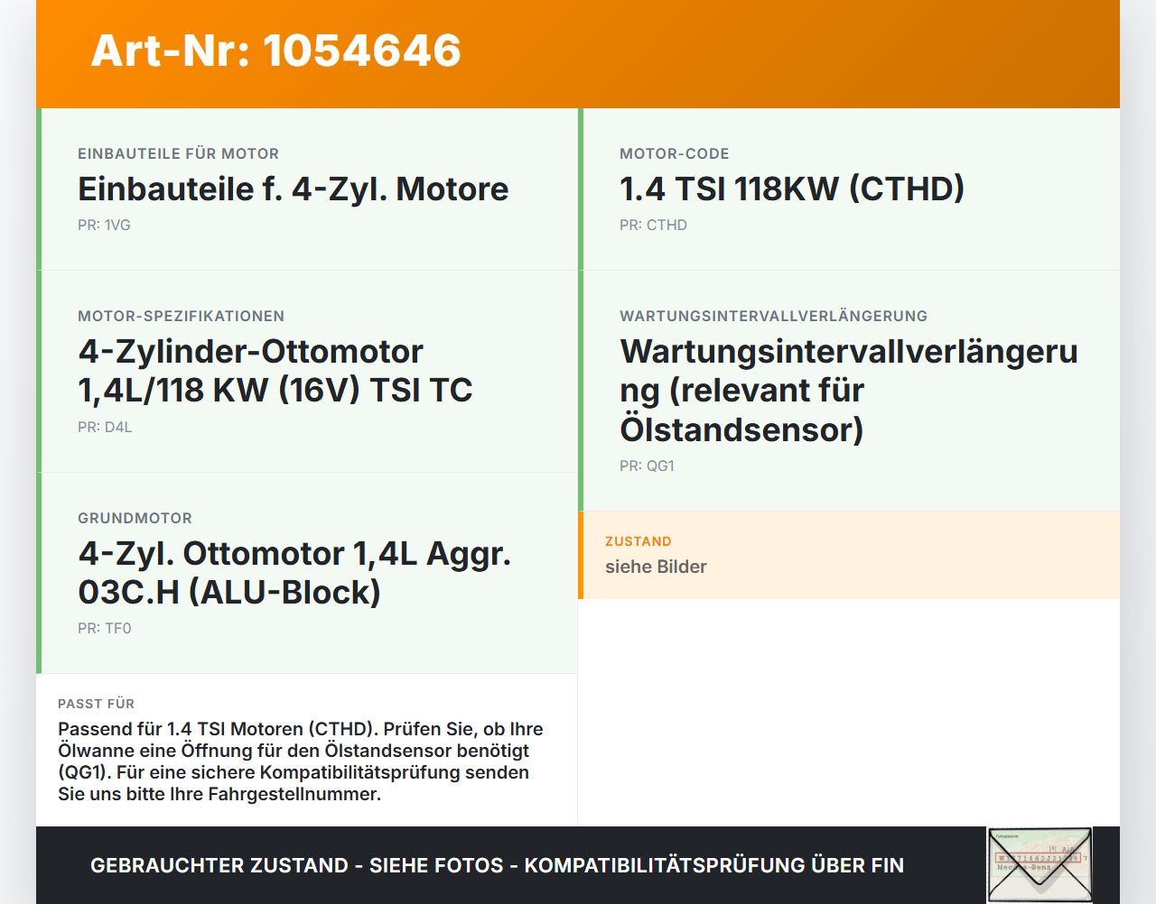 VW Passat CC 358 12-16 TSI 1,4 118KW CTHD Ölwanne Motorwanne VW Passat CC 358 12-16 10.04.2013 03C103603T gebraucht Vorschau 3