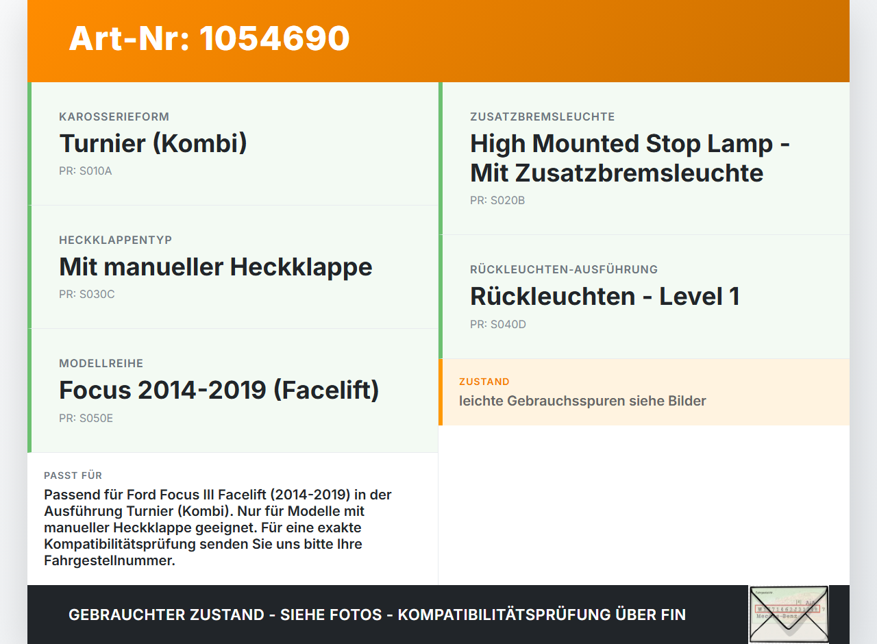 Ford Focus III 3 14-20 Kombi Bremslicht 3. Bremsleuchte für Klappe Ford Focus III 3 14-20 05.07.2017 BS71-13A601-BH... Vorschau 3