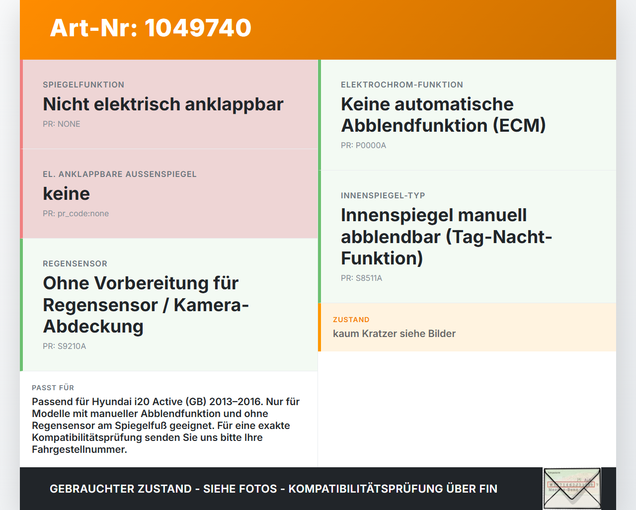 Hyundai I20 Active GB 13-16 Innenspiegel Rückspiegel Spiegel Innen Hyundai I20 Active GB 13-16 13.06.2016... Vorschau 3