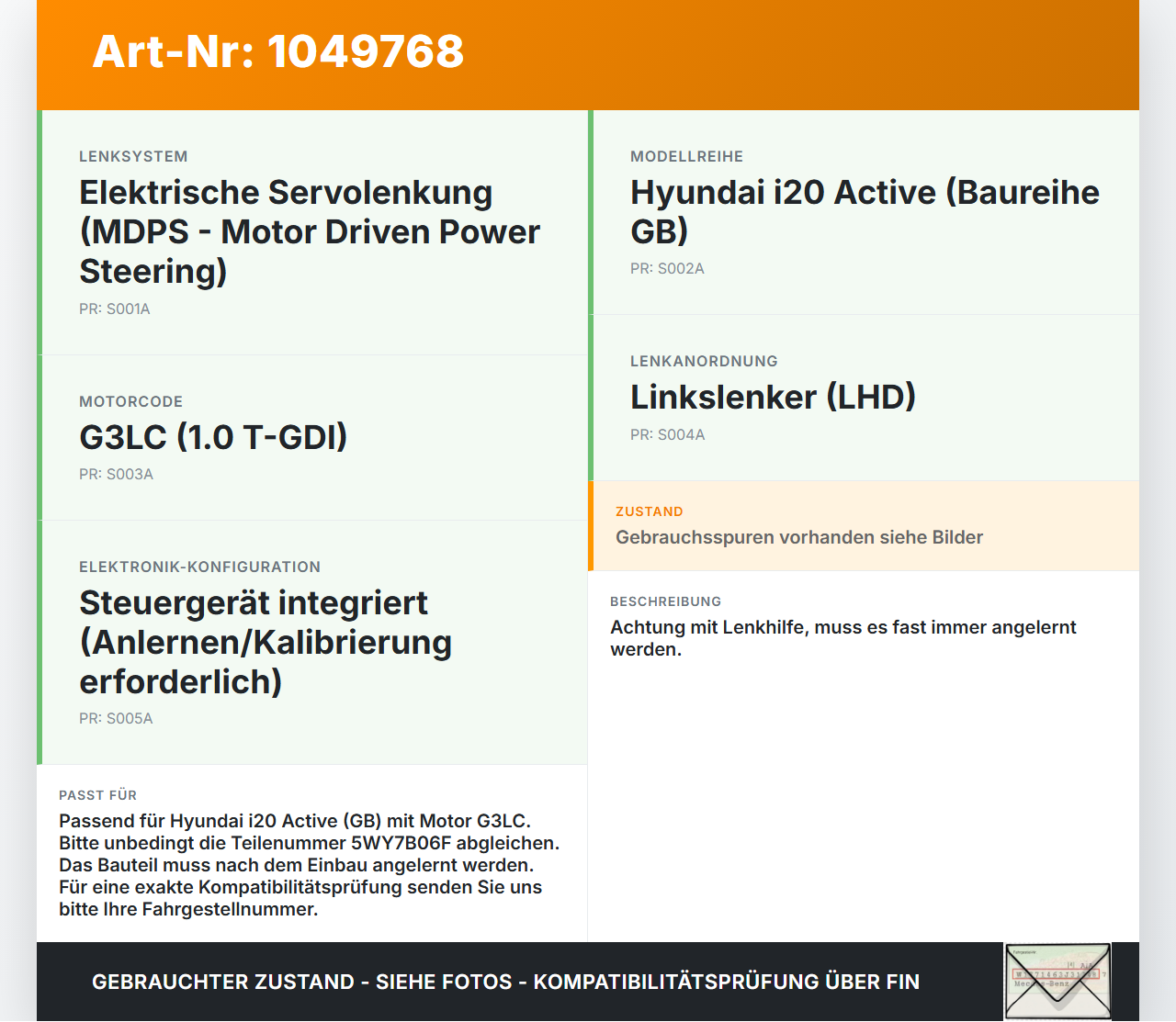 Hyundai I20 Active GB 13-16 Lenkhilfe Lenksäule elektrisch Hyundai I20 Active GB 13-16 13.06.2016 56345-C8000... Vorschau 3