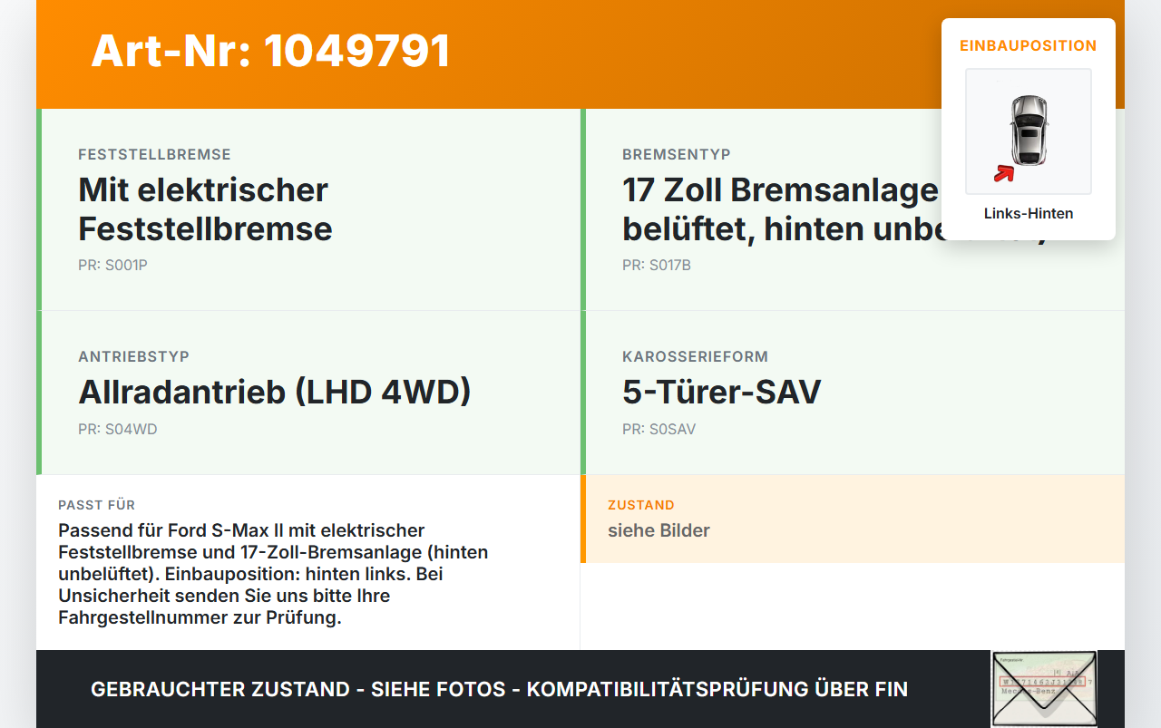 Ford S-Max II CK 15-19 Stellmotor elektrische Feststellbremse Links Hinten Ford S-Max II CK 15-19 19.12.2015... Vorschau 3