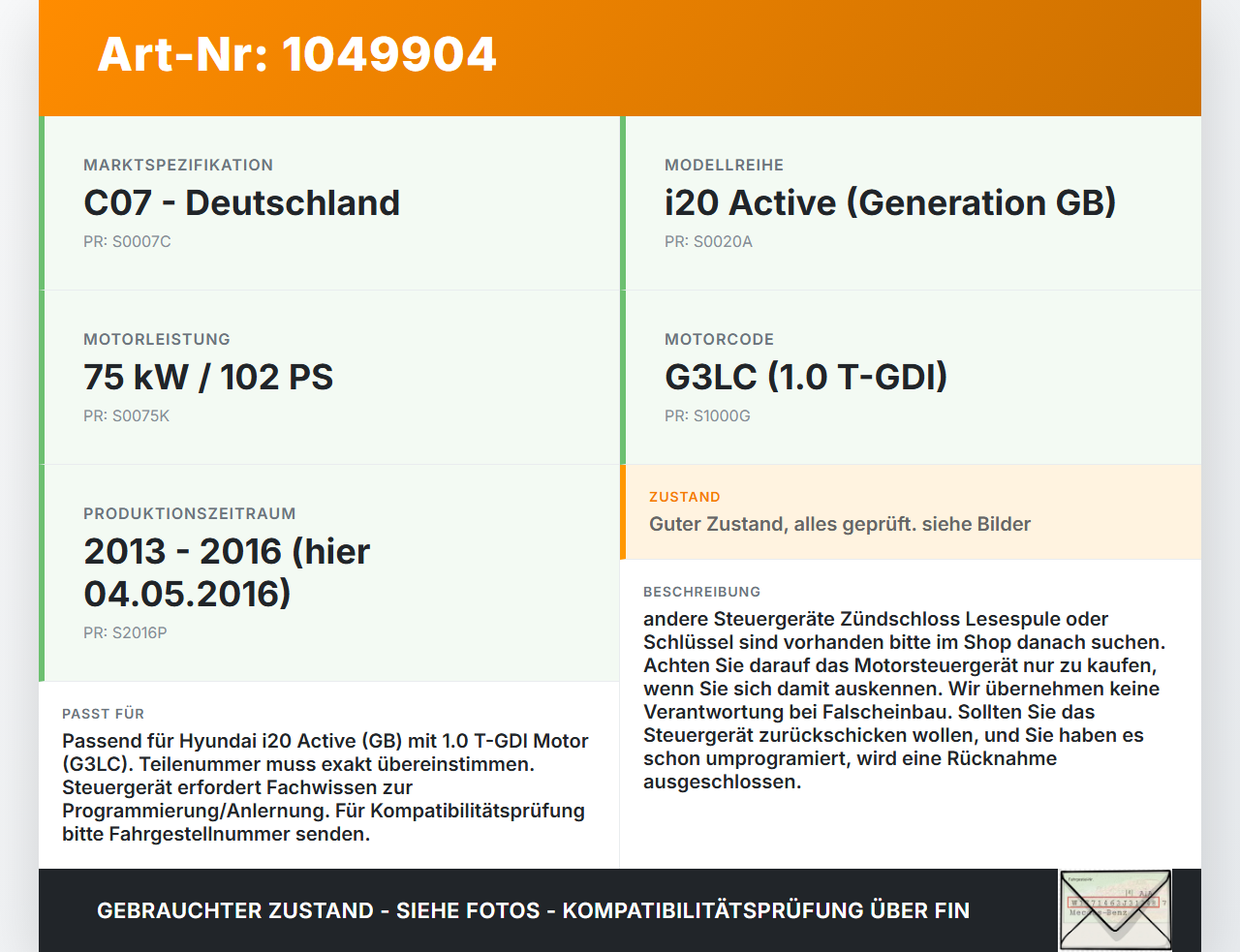 Hyundai I20 Active GB 13-16 1,0i 75KW Steuergerät ECU für Motor Motorsteuergerät Hyundai I20 Active GB 13-16... Vorschau 3