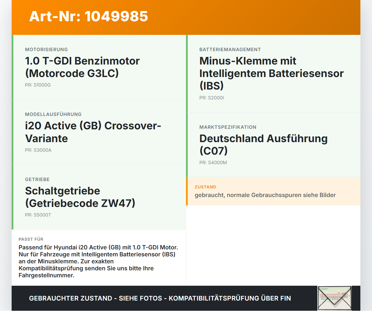 Hyundai I20 Active GB 13-16 Kabelbaum für Batterie Batterie Klemme Minus Hyundai I20 Active GB 13-16 13.06.2016... Vorschau 3
