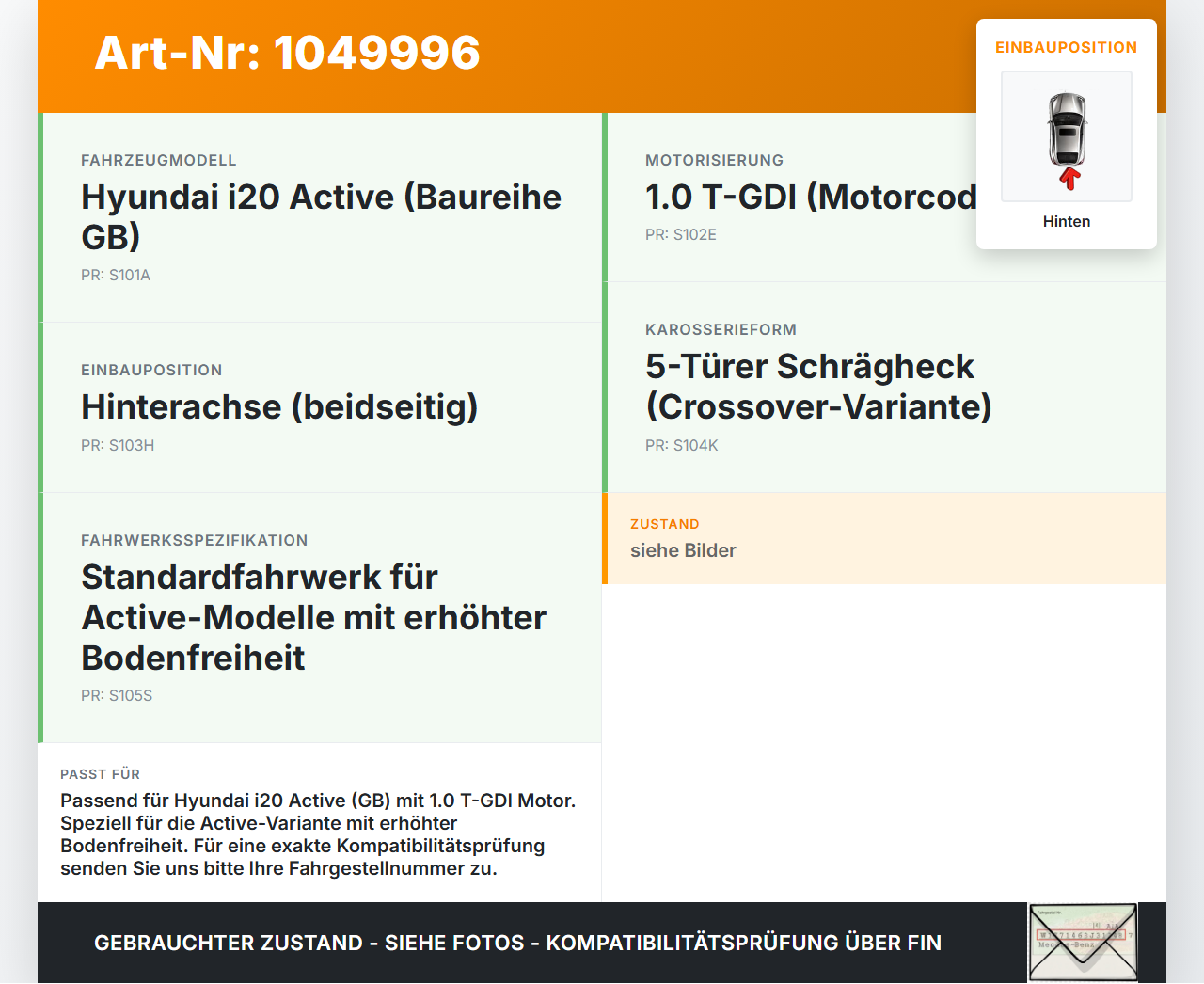 Hyundai I20 Active GB 13-16 Beide Feder Federn Hinten Hyundai I20 Active GB 13-16 13.06.2016 gebraucht Vorschau 3