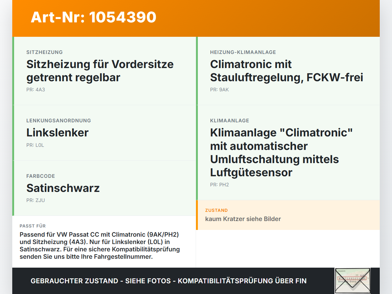 VW Passat CC 358 12-16 Bedienteil Bedienelement Heizung Klimabedienteil VW Passat CC 358 12-16 10.04.2013... Vorschau 3